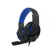 Căști LEXIP STEELPLAY - HP41 cu fir și microfon, negre/albastre