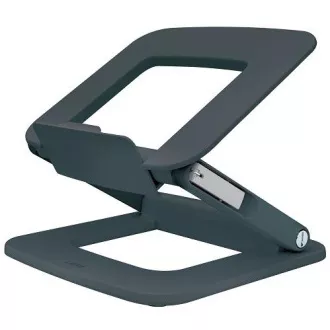 Suport reglabil pentru laptop Leitz Ergo cu unghiuri multiple de înclinare, plastic reciclat 80%, închis la culoare. gri