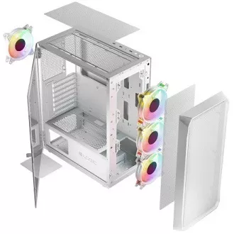 LOGIC Carcasă pentru PC Portos ARGB MIDI 1x USB 3.0, 2x USB 2.0   audio, alb, fără sursă de alimentare