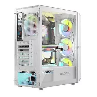 LOGIC Carcasă pentru PC Portos ARGB MIDI 1x USB 3.0, 2x USB 2.0   audio, alb, fără sursă de alimentare