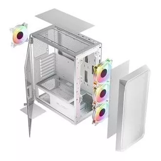 LOGIC Carcasă pentru PC Portos ARGB MIDI 1x USB 3.0, 2x USB 2.0   audio, alb, fără sursă de alimentare