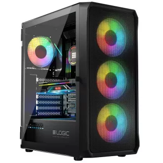 LOGIC Carcasă pentru PC Portos ARGB MIDI 1x USB 3.0, 2x USB 2.0 audio, negru, fără sursă de alimentare LOGIC Carcasă pentru PC Portos ARGB MIDI 1x USB 3.0, 2x USB 2.0 audio, negru, fără sursă de alimentare