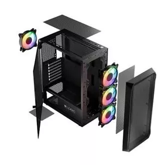 LOGIC Carcasă pentru PC Portos ARGB MIDI 1x USB 3.0, 2x USB 2.0 audio, negru, fără sursă de alimentare LOGIC Carcasă pentru PC Portos ARGB MIDI 1x USB 3.0, 2x USB 2.0 audio, negru, fără sursă de alimentare
