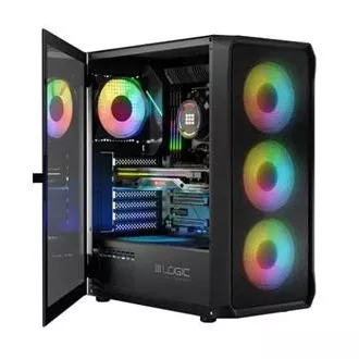 LOGIC Carcasă pentru PC Portos ARGB MIDI 1x USB 3.0, 2x USB 2.0 audio, negru, fără sursă de alimentare LOGIC Carcasă pentru PC Portos ARGB MIDI 1x USB 3.0, 2x USB 2.0 audio, negru, fără sursă de alimentare