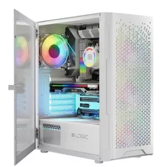 LOGIC Carcasă pentru PC Aramis ARGB MIDI 1x USB 3.0, 2x USB 2.0   audio, alb, fără sursă de alimentare