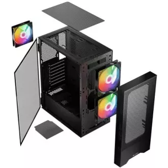 LOGIC Carcasă pentru PC Arya ARGB MIDI 1x USB 3.0, 2x USB 2.0 audio, negru, fără sursă de alimentare LOGIC Carcasă pentru PC Arya ARGB MIDI 1x USB 3.0, 2x USB 2.0 audio, negru, fără sursă de alimentare