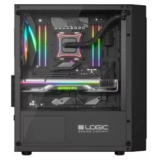 LOGIC Carcasă pentru PC Atos ARGB MINI 1x USB 3.0, 2x USB 2.0   audio, negru, fără sursă de alimentare