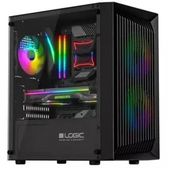 LOGIC Carcasă pentru PC Atos ARGB MINI 1x USB 3.0, 2x USB 2.0   audio, negru, fără sursă de alimentare