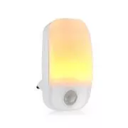 Nedis LNLW10WT - Lampă de noapte cu LED cu priză | Senzor de mișcare | Senzor zi/noapte | 0,55 W | 11 lm | Alb cald
