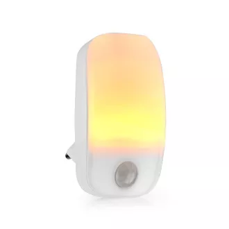 Nedis LNLW10WT - Lampă de noapte cu LED cu priză | Senzor de mișcare | Senzor zi/noapte | 0,55 W | 11 lm | Alb cald