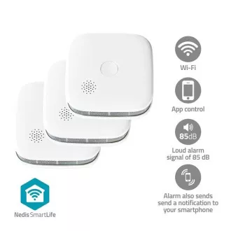 Detector de fum Nedis WIFIDS21WT SmartLife | Wi-Fi | Alimentat cu baterie | Durată de viață a senzorului: 10 ani | 85 dB | Alb | 1 buc.