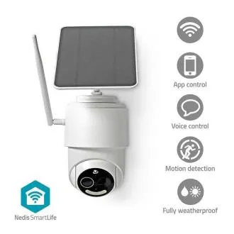 Nedis WIFICO14CWT - Cameră de exterior SmartLife | Wi-Fi | 3MP Full HD 1296p | IP65 | Cloud / Micro SD | 5 V DC | Viziune nocturnă