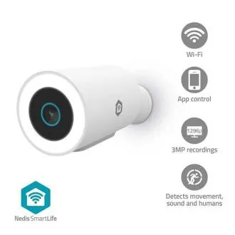 Nedis WIFICO15CWT - Cameră de exterior SmartLife | Wi-Fi | Spotlight | 3MP Full HD 1296p | IP65 | Senzor de mișcare | Alb Nedis WIFICO15CWT - Cameră de exterior SmartLife | Wi-Fi | Spotlight | 3MP Full HD 1296p | IP65 | Senzor de mișcare | Alb