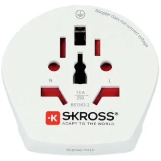 Skross SKR1500211EC - Adaptor de călătorie din lume către Europa pentru dispozitive cu 2 și 3 pini din peste 220 de destinații