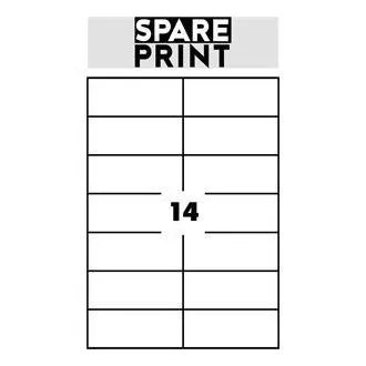 SPARE PRINT PREMIUM Etichete autoadezive albe, 100 de coli A4 într-o cutie (1 coală/14x etichetă 105x42,3 mm) SPARE PRINT PREMIUM Etichete autoadezive albe, 100 de coli A4 într-o cutie (1 coală/14x etichetă 105x42,3 mm)