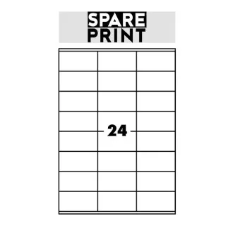 SPARE PRINT PREMIUM Etichete albe autoadezive, 100 de coli A4 într-o cutie (1 coală/24x etichetă 70x36mm) SPARE PRINT PREMIUM Etichete albe autoadezive, 100 de coli A4 într-o cutie (1 coală/24x etichetă 70x36mm)