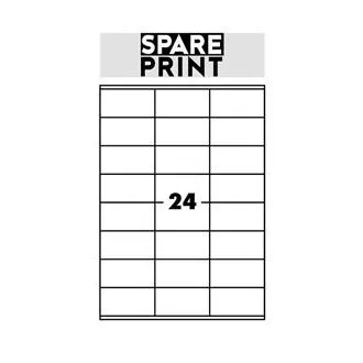 SPARE PRINT PREMIUM Etichete albe autoadezive, 100 de coli A4 într-o cutie (1 coală/24x etichetă 70x36mm) SPARE PRINT PREMIUM Etichete albe autoadezive, 100 de coli A4 într-o cutie (1 coală/24x etichetă 70x36mm)