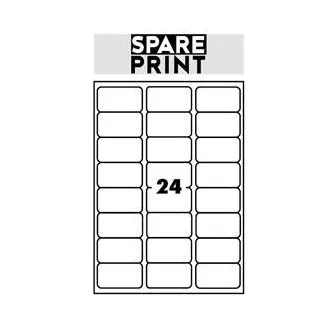 SPARE PRINT PREMIUM Etichete albe autoadezive, 100 de coli A4 într-o cutie (1 coală/24x etichetă 68x36mm) SPARE PRINT PREMIUM Etichete albe autoadezive, 100 de coli A4 într-o cutie (1 coală/24x etichetă 68x36mm)