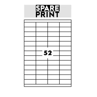 SPARE PRINT PREMIUM Etichete albe autoadezive, 100 de coli A4 într-o cutie (1 coală/52x etichetă 52,5x21,2mm)