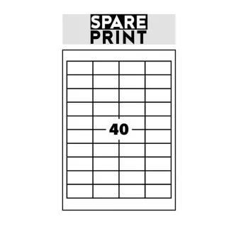 SPARE PRINT PREMIUM Etichete albe autoadezive, 100 de coli A4 într-o cutie (1 coală/40x etichetă 48,5x25,4mm)