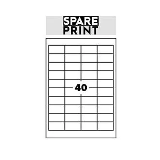 SPARE PRINT PREMIUM Etichete albe autoadezive, 100 de coli A4 într-o cutie (1 coală/40x etichetă 48,5x25,4mm)