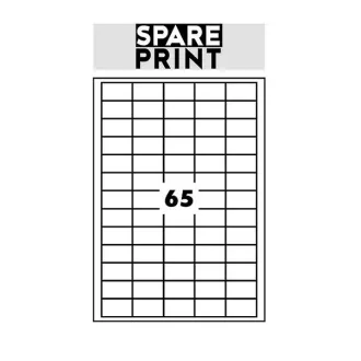 SPARE PRINT PREMIUM Etichete autoadezive albe, 100 de coli A4 într-o cutie (1 coală/65x etichetă 38x21mm)