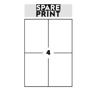SPARE PRINT PREMIUM Etichete albe autoadezive, 100 de coli A4 într-o cutie (1 coală/4x etichetă 105x148mm)