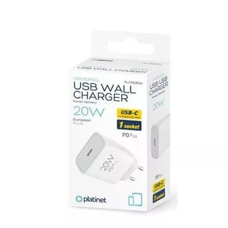 Încărcător de rețea PLATINET 20W PD 1x USB-C alb Încărcător de rețea PLATINET 20W PD 1x USB-C alb