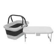 COȘ PICNIC CAMPING PLATINET 47X29X23.5 CM, 16L, PLIABIL, CU CAPAC 2 ÎN 1 / MASĂ ALB-GRI