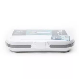 COȘ PICNIC CAMPING PLATINET 47X29X23.5 CM, 16L, PLIABIL, CU CAPAC 2 ÎN 1 / MASĂ ALB-GRI