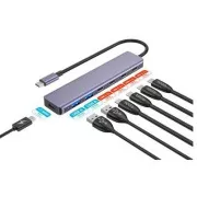 Platinet Hub 7 în 1 10 GB USB-C la 4 porturi USB-C 3.2 Gen2 + 2 porturi USB-A 3.2 Gen1 + 1 porturi USB-C PD 100 W ALU