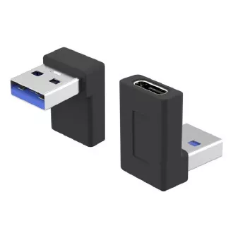 Adaptor PremiumCord îndoit 90° USB-C mamă - USB-C mamă 40Gbps aluminiu