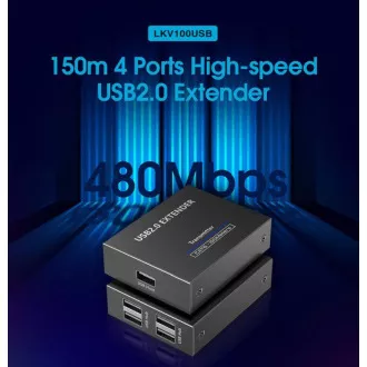 Extensor USB 2.0 PremiumCord cu 4 porturi peste Cat5/Cat5e/Cat6 până la 150 m Extensor USB 2.0 PremiumCord cu 4 porturi peste Cat5/Cat5e/Cat6 până la 150 m