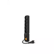 Cablu Acar F5 1,5 m, 5 prize, protector la supratensiune, negru