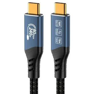 Cablu PremiumCord USB4 versiunea 2.0, 80 Gbps, 16K@60Hz, 240 W, Thunderbolt 3 și 4, 1,5 m Cablu PremiumCord USB4 versiunea 2.0, 80 Gbps, 16K@60Hz, 240 W, Thunderbolt 3 și 4, 1,5 m