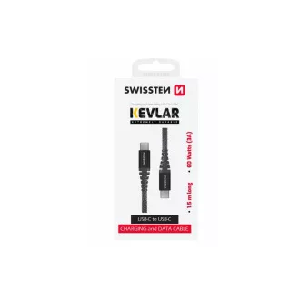 SWISSTEN CABLU DE DATE KEVLAR USB-C / USB-C 1,5 M ANTRACIT SWISSTEN CABLU DE DATE KEVLAR USB-C / USB-C 1,5 M ANTRACIT