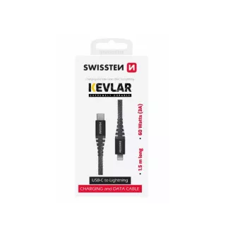 SWISSTEN CABLU DE DATE KEVLAR USB-C / FULGER 1,5 M ANTRACIT