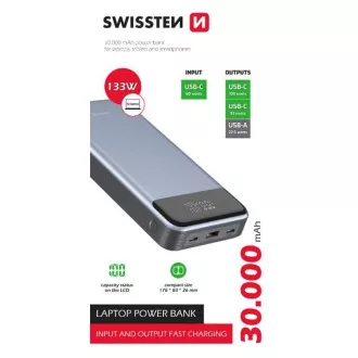 SWISSTEN POWER BANK 30000 mAh 133W POWER LIVRARE GRI SWISSTEN POWER BANK 30000 mAh 133W POWER LIVRARE GRI