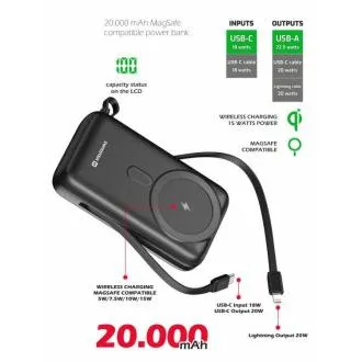 Acumulator extern SWISSTEN 20000 mAh PD 20W cu cabluri USB-C și LIGHTNING integrate (compatibil cu MagSafe) Acumulator extern SWISSTEN 20000 mAh PD 20W cu cabluri USB-C și LIGHTNING integrate (compatibil cu MagSafe)
