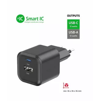 ADAPTOR DE ALIMENTARE SWISSTEN 12W 1x USB-C + 1x USB-A NEGRU ADAPTOR DE ALIMENTARE SWISSTEN 12W 1x USB-C + 1x USB-A NEGRU
