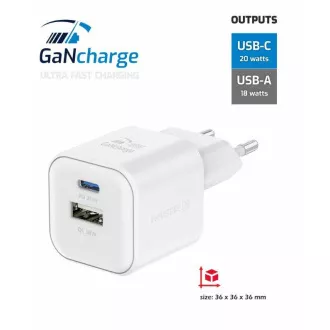 ADAPTATOR DE REȚEA ELVETIAN GaN 1x USB-C 20W PD ȘI 1x USB-A 18W QC ALB ADAPTATOR DE REȚEA ELVETIAN GaN 1x USB-C 20W PD ȘI 1x USB-A 18W QC ALB