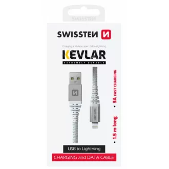 CABLU DE DATE ELVETIAN KEVLAR USB / LIGHTNING 1,5 M ALB
