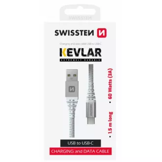 CABLU DE DATE ELVETIAN KEVLAR USB / USB-C 1,5 M ALB
