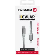 CABLU DE DATE ELVETIAN KEVLAR USB-C / LIGHTNING 1,5 M ALB