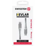 CABLU DE DATE ELVETIAN KEVLAR USB-C / USB-C 1,5 M ALB