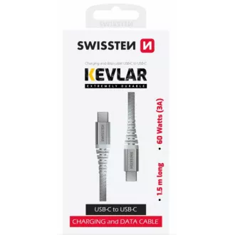 CABLU DE DATE ELVETIAN KEVLAR USB-C / USB-C 1,5 M ALB