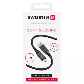 CABLU DE DATE ELVETIAN SILICON MOI USB-A / LIGHTNING 0,4 M NEGRU