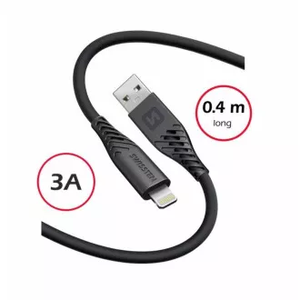 CABLU DE DATE ELVETIAN SILICON MOI USB-A / LIGHTNING 0,4 M NEGRU
