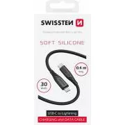 CABLU DE DATE ELVETIAN SILICON MOI USB-C / LIGHTNING 0,4 M NEGRU