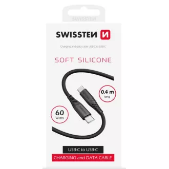 CABLU DE DATE ELVETIAN SILICON MOI USB-C / USB-C 0,4 M NEGRU
